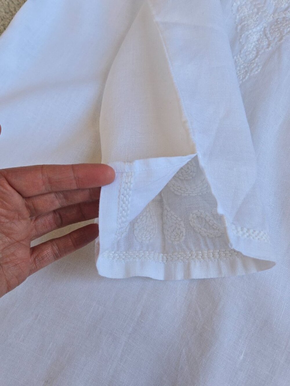 NWOT Linen Tunic Embroidered Split Hem Tommy Bahama Size Small - Picture 6 of 9